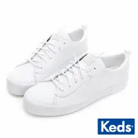 在飛比找Yahoo奇摩購物中心優惠-Keds KICKBACK 舒適免綁帶皮革休閒鞋 - 白