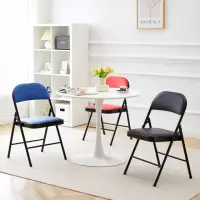 在飛比找momo購物網優惠-【V. GOOD】多用途皮革折疊椅(四色可選 會議椅 辦公室