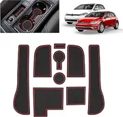 BSTW Car Anti-Slip mats for VW Golf 7 7.5 (2013-2019), Faithful Rubber mat for Centre Console, Cup Holder and Door Holders, Suitable for VW Golf 7 GTD GTI GTE R (Red)
