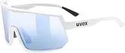 [Uvex] Sportstyle 235 V - Sports Sunglasses for Men and Women - Self-Tinting Lenses - Anti-Fog Technology - White Matt/Blue - One Size
