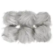 6Pcs Fluffy Soft Faux Fur Pom Poms for Hats with Elastic Loop, Light Grey
