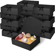 12Pack Black Gift Boxes With Lids, 12×9.8×3.1 Inch Groomsmen Proposal Box, Luxury Gift Box With Ribbon for Wedding, Birthday, Party, Christmas, Bridesmaid, Graduation