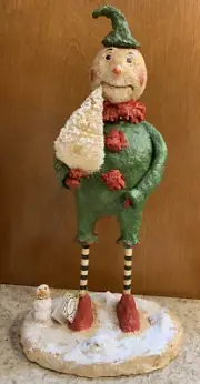 Monnie Wilson 16.25” Snowman with Christmas Tree Signed Papier Mache