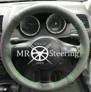 FITS PEUGEOT BOXER GREY TWO TONE LEATHER STEERING WHEEL COVER 05-12 GREEN STITCH