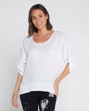 Ciana Linen Top - White