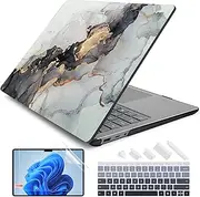 Batianda Premium Laptop Case for 15 inch Microsoft Surface Laptop 5 4 3 with Metal Palm Rest Designed Matte Protective Plastic Hardshell & Keyboard Cover & Screen Protector, Golden Fluid