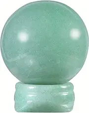Nupuyai Healing Natural Green Aventurine Quartz Crystal Sphere Ball Decor for Home Office Polished Energy Stone Sphere with Crystal Stand (1.6")