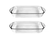 2x Anchor Hocking Fire King 34x28cm 4L Rectangular Glass Baker Dish - Clear