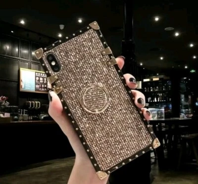 Bling Gold Black Glitter Square Phone Case For Samsung A32 5G Sparkles Glam