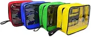 Premium Color Coded Organizer First Aid Kit Accessory Pouches - Extra Large - Zippered Bag with Transparent Window - Set of 4 for EMT, Trauma, IFAK Medic Kits