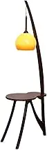 Indoor Floor Lamps Modern Floor Lamp with End Table, Solid Wood Side Table Lamp, Rustic Tall Pole Shelf Reading Standing Light for Bedroom, Living Room, Office Standing Lamp