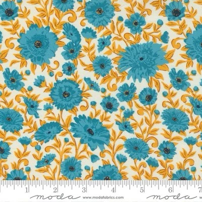 Moda Fabric “Paisley Rose -ivory turquoise” 5yds lot Clearance