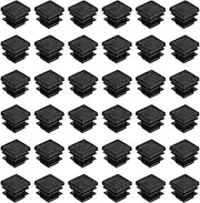 uxcell 48Pcs Square Plastic Plugs, 16 x 16mm/0.63 x 0.63inch PE Pipe Tubing End Caps for 11-14mm/0.43-0.55inch Square Tube Furniture Chair Leg, Black