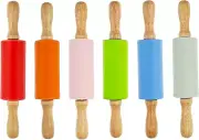 6 Pack Small Rolling Pin for Kids, Kids Rolling Pin for Home Kitchen (6 Colors)