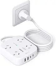 One Beat Surge Protected Power Board with 4 AC Outlets & 4 USB Ports (2×USB-C), 1.5M Extension Cord, AU Standard Travel Power Strip for Office, Dorm, Home Essentials