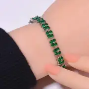 Tsavorite Gemstone 925 Sterling Silver Tennis Bracelet 6.99" B14, Gift for her