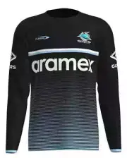 Cronulla Sharks 2023 NRL Mens Black Long Sleeve Training Shirt Sizes S-7XL BNWT
