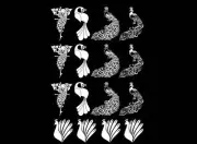 Fancy Peacock Birds 16 pcs White Fused Glass Decals