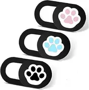 IMNEXT2U Webcam Cover 3 Pack Slide Ultra Thin Laptop Camera Cover for Echo Show, Phone, Computer, Tablet, Mac Air, Chromebook, PC - Paw Paw Black