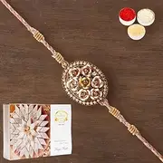 Ghasitaram Gifts Rakhi for Brother Rakhis Online - RM-640 Premium Rakhi with 400 GMS of Kaju katli