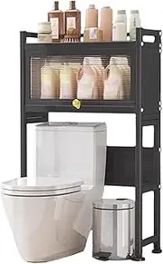 SPXMQSS Washing Machine Storage Unit, Over Toilet Storage, 2/3-Tier Bathroom Storage Rack, Freestanding Toilet Space Saver Storage, for Bathroom Balcony, Dark Gray 70x25x134.5cm