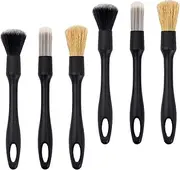 6 Pcs Car Detailing Brushes Set, Car Detail Cleaning Tool, Reusable Car Detailing Brush, Soft Auto Detailing Brush Kit Interchangeable Different Sized Car Brushes for Car Interior Exterior Wheels (6)