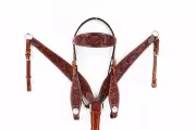 Western Mahogany Leather Tack Set of headstall and Breast Collar