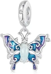 [DOYIS] Butterfly Charm Pendant for Pandora Bracelets,925 Sterling Silver Luminous Charm Bead for Mom Friend