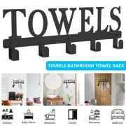 Towel Rack with 5 Hooks Wall-Mounted Towel Hanger Space Saving Rack Organizer₡