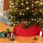 Christmas Tree Collar,Xmas Tree Ring Fabric Round Skirt for Artificial Trees,...