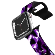 Apple Watch Series 4-6, SE (44mm) Impact Band WILD AT HEART, PURPLE - Whimsical Bold Colorful Modern Fine Art Abstract Watercolor Animal Print Jungle Leopard Pattern Stylish Chic Elegant Violet Lavender Black Design