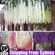 12/24PCS Artificial Silk Fake Flower Garland Vine Wisteria Leaf Wedding Decor AU