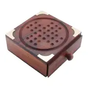 Wooden Solitaire Board Game with Metal Steel Balls Storage Drawer Travel Games