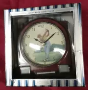 Vintage Fossil Wooden Golfing Clock Mantle Desk Bedside Golf New in Sealed Box