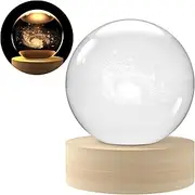 Crystal Ball (with Base) Decorative Paperweight 3D Laser Engraved Glass, Sphere, Novelty Home Decorations (Galaxy, 2.36in)
