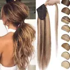 Thick 100% Human Hair Wrap Clip In Ponytail Remy Human Hair Extensions Highlight