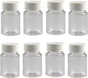 12PCS 50ML 1.7OZ Transparent Empty Plastic Bottles with White Screw Cap Solid Powder Capsules Pill Tablet Holder Storage Box Refillable Portable Durable Container Jar Pot for Travel Daily Life