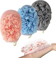 3 PCS Pouf Bath Mesh Brush Bath Shower Glove, Exfoliating Body Spa Bath Mitt For Men & Women,Loofah Sponge Brushes Pouf Bath Mesh Brush