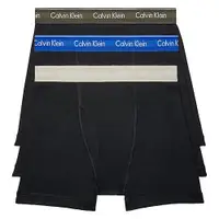 在飛比找Yahoo奇摩購物中心優惠-Calvin Klein 男彈力四角內褲3件裝(黑/彩色腰帶