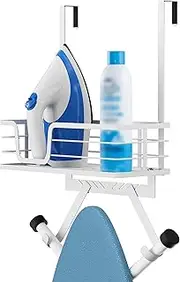 KES Over The Door Ironing Board Holder, Ironing Board Hanger Over Door Organizer with Storage Shelf Y and T Shaped Fits for 1 3/8 Doors White, HIR501A-WH