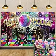 Disco Backdrop Banner Disco Party Decorations 70's 80's 90's Disco Hot Dancers Theme Background, Let's Glow Crazy Shining Neon Night Retro Birthday Party Supplies Photo Booth Props (8x6FT)