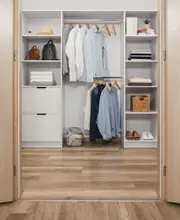 BASEL WALK IN WARDROBE KIT - WHITE - SLIM - PULL BLACK