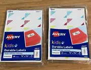 Lot of 2 Avery Kids DURABLE Colorful Labels 41415 School Organize NEW 60 each