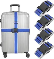 uxcell Luggage Straps with Quick-Release Buckle Adjustable Suitcase Belt Strap for Suitcase Briefcase Backpack Travel, Gray-Blue, Pack of 4