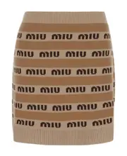 logo-intarsia wool miniskirt IT40,IT42 snow White