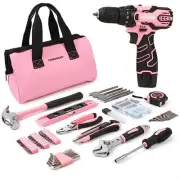 12V Cordless Drill Home Tool Kit Drill Set for Women, Lady's Home Pink
