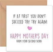 Felbridge Studio - Mothers Day Card - Funny Mother's Day Cards For Mum Mummy Ma Mammy Mother s - From Son Daughter Second Born Child - Mothers Day Gifts - Present Wife Foster Step Decorations - 14cm