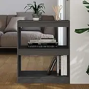 Book Cabinet/Room Divider Grey 60x30x71.5 cm Solid Wood Pine, Home Office Shelving
