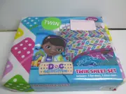 New Disney Junior Doc McStuffins Twin Sheet Set BAND-AID and Hearts Multi Color