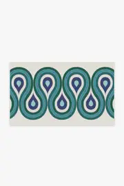 90' x 150' | Machine Washable Runner Rug | Kid & Pet Friendly | Indoor Rug | Jonathan Adler Milano Peacock Rug | Ruggable